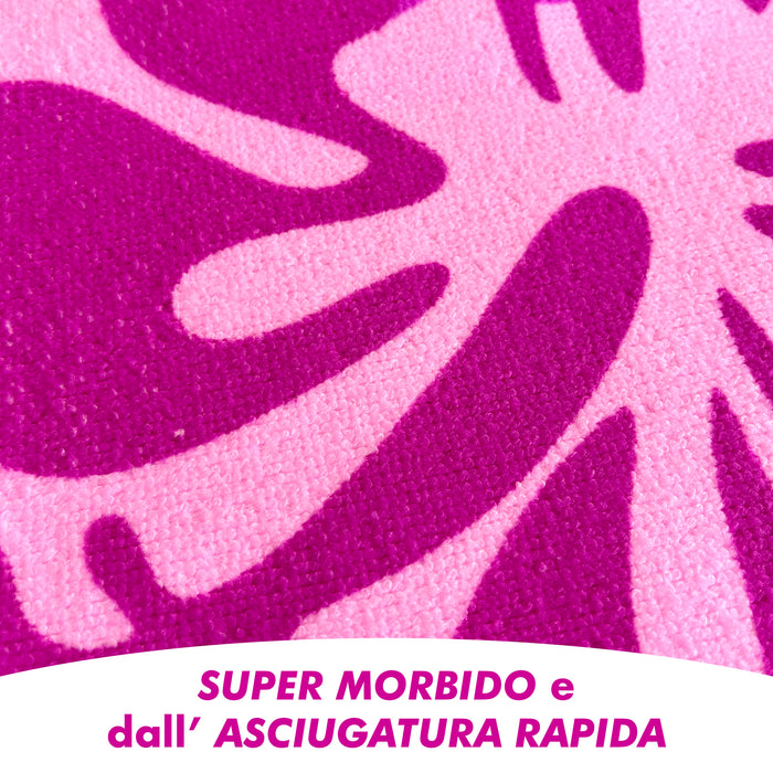 Telo Mare Asciugamano Da Spiaggia Misura Grande 100x180 Cm Assorbente In Morbida Microfibra Leggero Stampe Moderne Sabbia Lettino Vacanze Piscina Hawaii Rosa