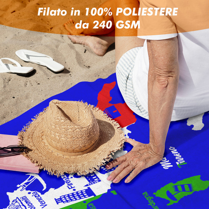 Telo Mare Asciugamano Da Spiaggia Misura Grande 100x180 Cm Assorbente In Morbida Microfibra Leggero Stampe Moderne Sabbia Lettino Vacanze Piscina Italia