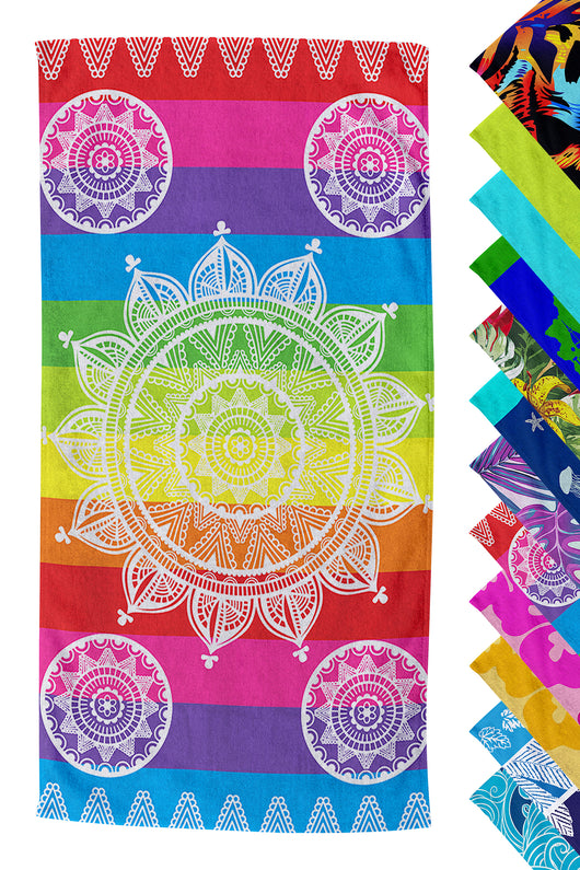 Telo Mare Asciugamano Da Spiaggia Misura Grande 100x180 Cm Assorbente In Morbida Microfibra Leggero Stampe Moderne Sabbia Lettino Vacanze Piscina Mandala