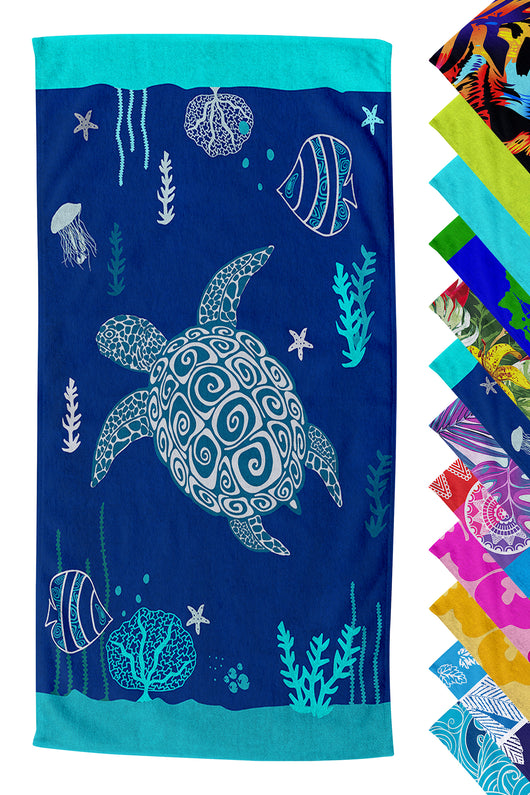 Telo Mare Asciugamano Da Spiaggia Misura Grande 100x180 Cm Assorbente In Morbida Microfibra Leggero Stampe Moderne Sabbia Lettino Vacanze Piscina Tartaruga