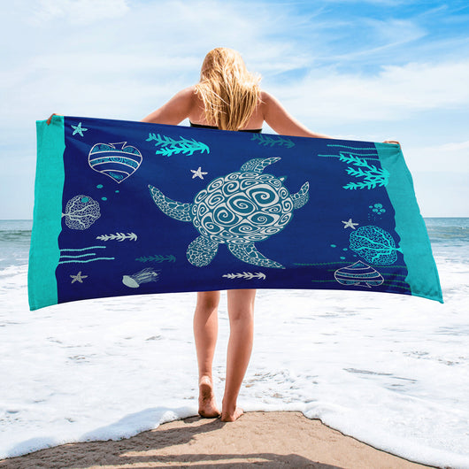 Telo Mare Asciugamano Da Spiaggia Misura Grande 100x180 Cm Assorbente In Morbida Microfibra Leggero Stampe Moderne Sabbia Lettino Vacanze Piscina Tartaruga