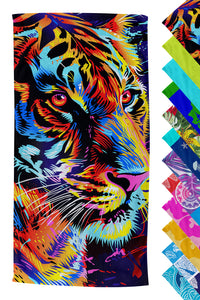 Telo Mare Asciugamano Da Spiaggia Misura Grande 100x180 Cm Assorbente In Morbida Microfibra Leggero Stampe Moderne Sabbia Lettino Vacanze Piscina Tigre