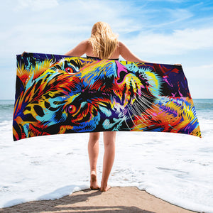 Telo Mare Asciugamano Da Spiaggia Misura Grande 100x180 Cm Assorbente In Morbida Microfibra Leggero Stampe Moderne Sabbia Lettino Vacanze Piscina Tigre