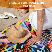 Telo Mare Asciugamano Da Spiaggia Misura Grande 100x180 Cm Assorbente In Morbida Microfibra Leggero Stampe Moderne Sabbia Lettino Vacanze Piscina Tigre