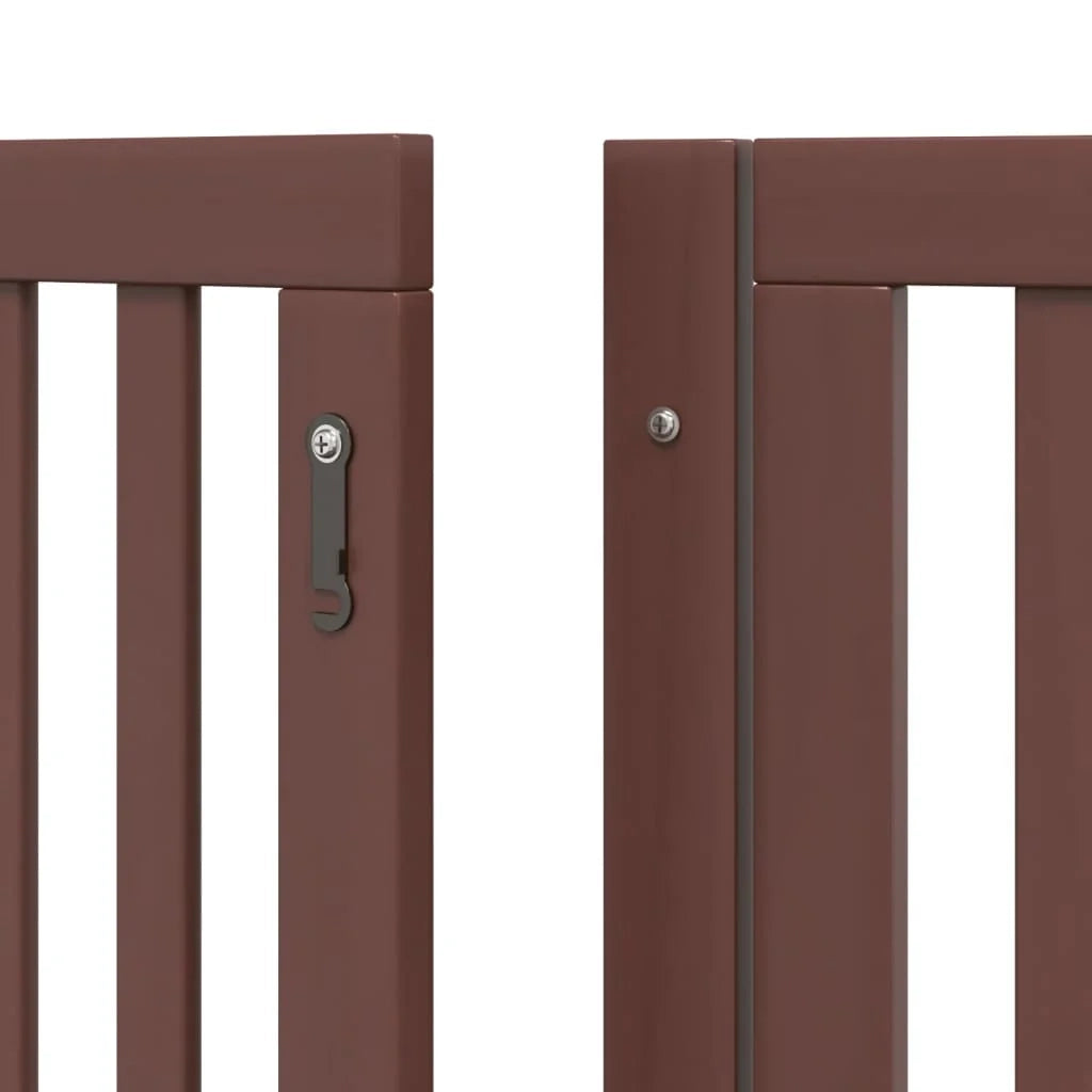 Cancelletto di sicurezza per animali domestici porta pieghevole 8 pannelli legno di pioppo marrone 02_0023246