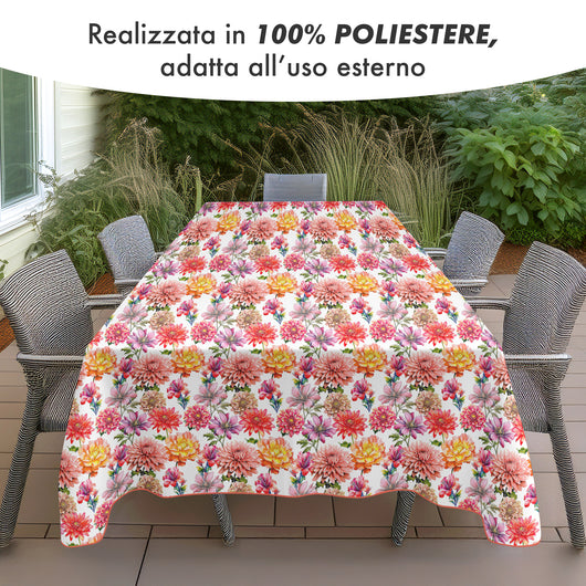 Tovaglia Antimacchia No Stiro Idrorepellente Resistente Alle Macchie Certificata Oeko Tex Copritavolo Proteggi Tavola Fantasie Estiva Estate Tavolo Giardino Terrazzo Cucina Tovaglie Moderne Fiori - 140x180Cm
