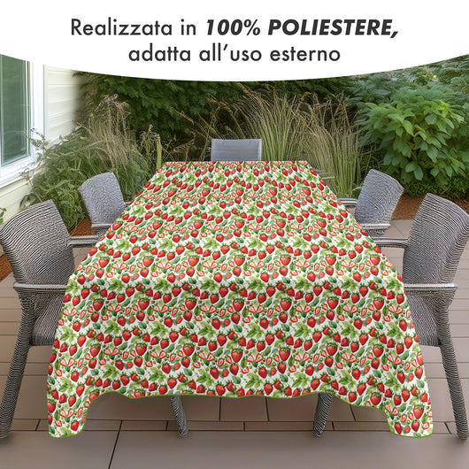 Tovaglia Antimacchia No Stiro Idrorepellente Resistente Alle Macchie Certificata Oeko Tex Copritavolo Proteggi Tavola Fantasie Estiva Estate Tavolo Giardino Terrazzo Cucina Tovaglie Moderne Fragole - 140x140Cm
