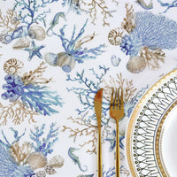 Tovaglia Antimacchia No Stiro Idrorepellente Resistente Alle Macchie Certificata Oeko Tex Copritavolo Proteggi Tavola Fantasie Estiva Estate Tavolo Giardino Terrazzo Cucina Tovaglie Moderne Marina - 140x180Cm