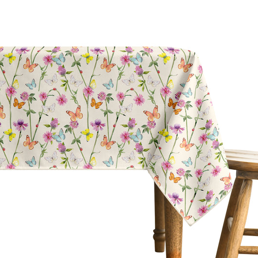 Tovaglia Antimacchia No Stiro Idrorepellente Resistente Alle Macchie Certificata Oeko Tex Copritavolo Proteggi Tavola Fantasie Estiva Estate Tavolo Giardino Terrazzo Cucina Tovaglie Moderne Farfalle - 140x230Cm