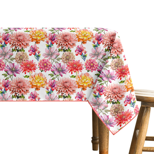 Tovaglia Antimacchia No Stiro Idrorepellente Resistente Alle Macchie Certificata Oeko Tex Copritavolo Proteggi Tavola Fantasie Estiva Estate Tavolo Giardino Terrazzo Cucina Tovaglie Moderne Fiori - 140x140Cm