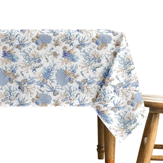 Tovaglia Antimacchia No Stiro Idrorepellente Resistente Alle Macchie Certificata Oeko Tex Copritavolo Proteggi Tavola Fantasie Estiva Estate Tavolo Giardino Terrazzo Cucina Tovaglie Moderne Marina - 140x140Cm