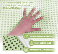 Guanciale In Memory Foam Microforato Profumato Aromaterapia Cuscino Letto Saponetta Prodotto Italiano Traspirante Sfoderabile Colorato Anallergico Aloe