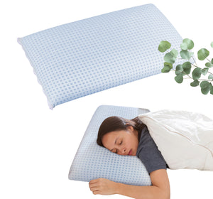 Guanciale In Memory Foam Microforato Profumato Aromaterapia Cuscino Letto Saponetta Prodotto Italiano Traspirante Sfoderabile Colorato Anallergico Eucalipto