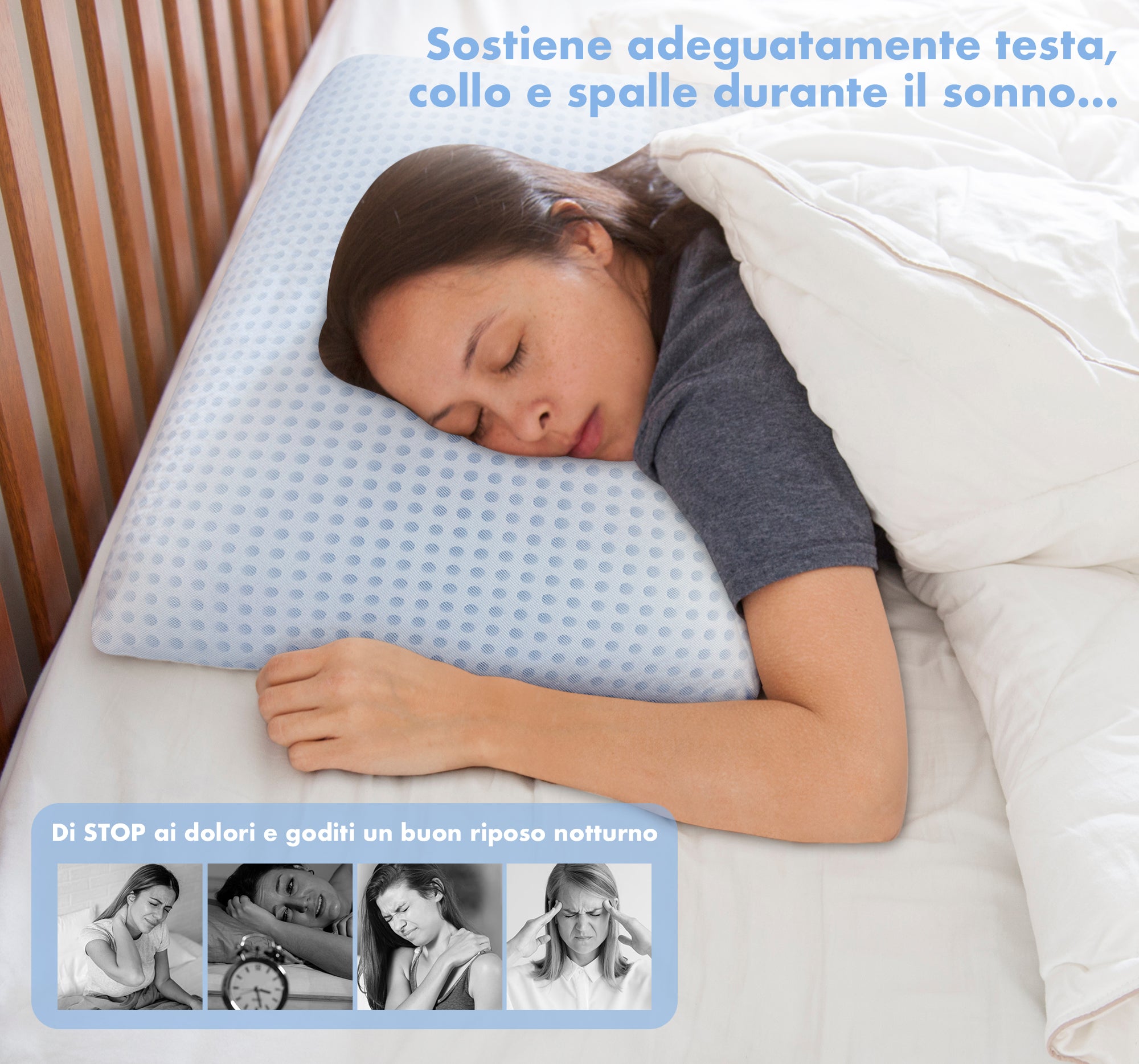 Guanciale In Memory Foam Microforato Profumato Aromaterapia Cuscino Letto Saponetta Prodotto Italiano Traspirante Sfoderabile Colorato Anallergico Eucalipto