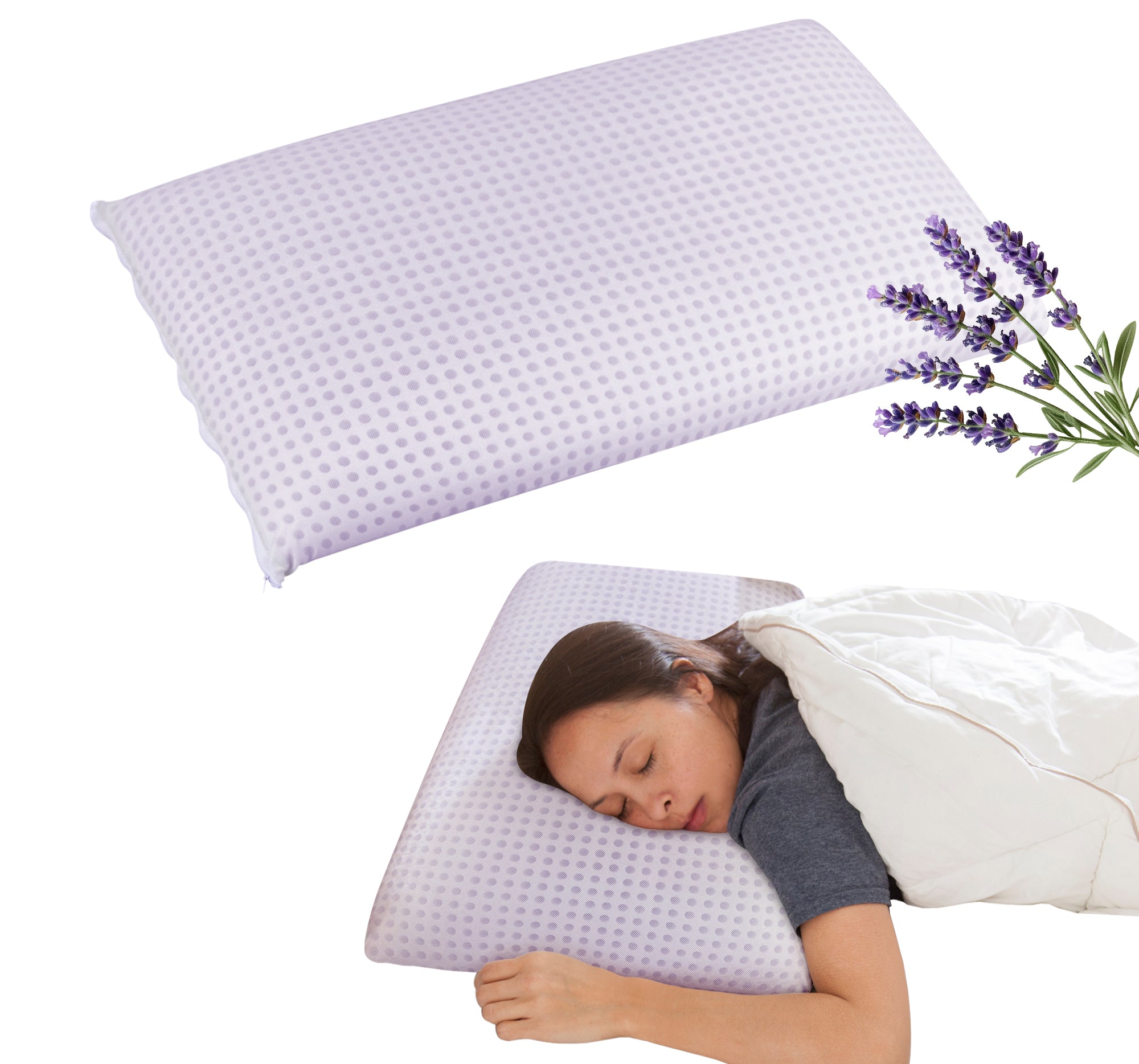 Guanciale In Memory Foam Microforato Profumato Aromaterapia Cuscino Letto Saponetta Prodotto Italiano Traspirante Sfoderabile Colorato Anallergico Lavanda