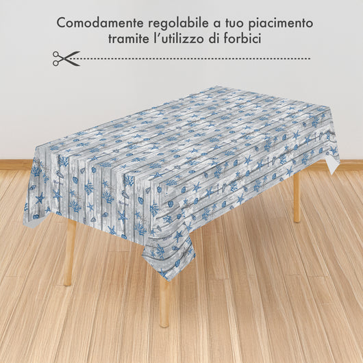 Tovaglia Antimacchia In Pvc Stampa Digitale Idrorepellente Facile Da Tagliare Copritavolo Cucina Vendita A Metro Tavolo Interno Esterno Salvatavolo Cerata 140x200Cm - Dis81-Marine
