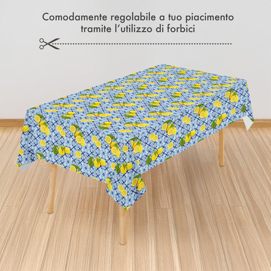 Tovaglia Antimacchia In Pvc Stampa Digitale Idrorepellente Facile Da Tagliare Copritavolo Cucina Vendita A Metro Tavolo Interno Esterno Salvatavolo Cerata 140x700Cm - Dis82-Limoncello