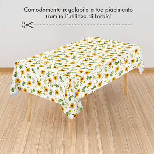 Tovaglia Antimacchia In Pvc Stampa Digitale Idrorepellente Facile Da Tagliare Copritavolo Cucina Vendita A Metro Tavolo Interno Esterno Salvatavolo Cerata 140x700Cm - Dis83-Girasoli