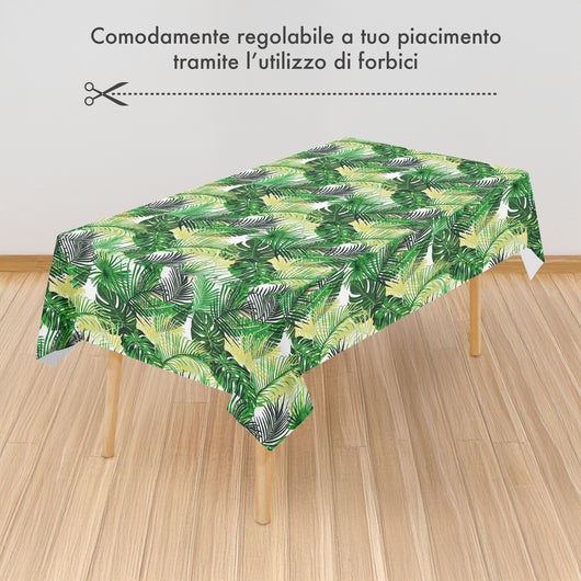 Tovaglia Antimacchia In Pvc Stampa Digitale Idrorepellente Facile Da Tagliare Copritavolo Cucina Vendita A Metro Tavolo Interno Esterno Salvatavolo Cerata 140x200Cm - Dis84-Giungla
