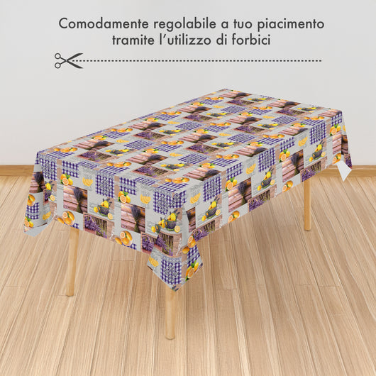 Tovaglia Antimacchia In Pvc Stampa Digitale Idrorepellente Facile Da Tagliare Copritavolo Cucina Vendita A Metro Tavolo Interno Esterno Salvatavolo Cerata 140x300Cm - Dis87-Agrumi
