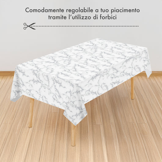 Tovaglia Antimacchia In Pvc Stampa Digitale Idrorepellente Facile Da Tagliare Copritavolo Cucina Vendita A Metro Tavolo Interno Esterno Salvatavolo Cerata 140x200Cm - Dis92-Marmo
