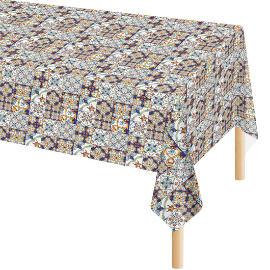 Tovaglia Antimacchia In Pvc Stampa Digitale Idrorepellente Facile Da Tagliare Copritavolo Cucina Vendita A Metro Tavolo Interno Esterno Salvatavolo Cerata 140x500Cm - Dis80-Maiolica