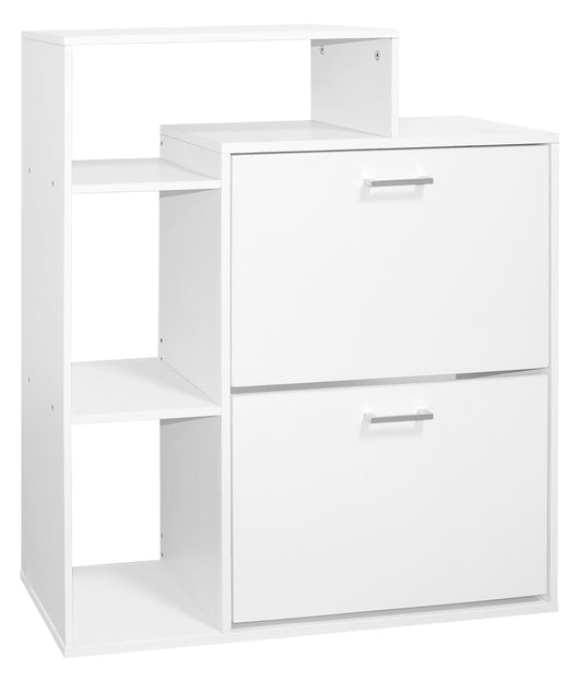 Scarpiera In Legno 2 Ante A Ribalta Armadio Salvaspazio Con Mensole Vari Colori Portascarpe Alto Stretto Ingresso Mensola Corridoio Scarpiere Design Moderno  Bianco