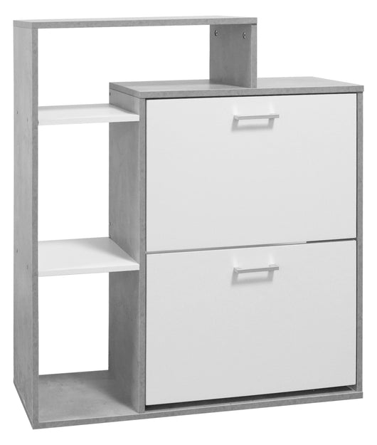 Scarpiera In Legno 2 Ante A Ribalta Armadio Salvaspazio Con Mensole Vari Colori Portascarpe Alto Stretto Ingresso Mensola Corridoio Scarpiere Design Moderno  Grigio