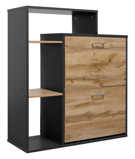 Scarpiera In Legno 2 Ante A Ribalta Armadio Salvaspazio Con Mensole Vari Colori Portascarpe Alto Stretto Ingresso Mensola Corridoio Scarpiere Design Moderno  Nero