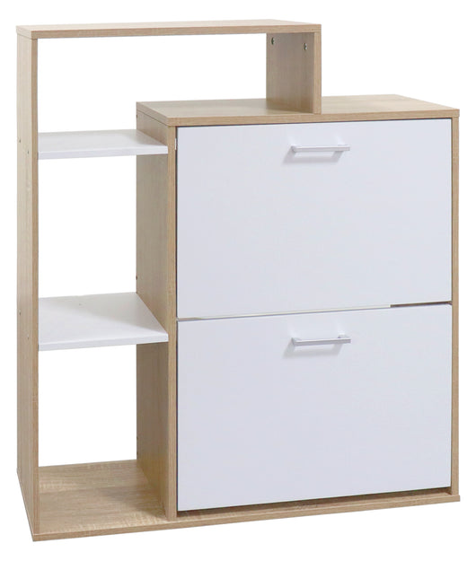 Scarpiera In Legno 2 Ante A Ribalta Armadio Salvaspazio Con Mensole Vari Colori Portascarpe Alto Stretto Ingresso Mensola Corridoio Scarpiere Design Moderno  Nocciola