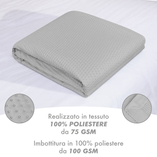 Trapuntino Matrimoniale Elegante Copriletto Con Balza Applicata Trapuntatura Pinsonic Tinta Unita Due Piazze Coperta Letto Leggera Primavera Estate Trapunta  GrigioChiaro