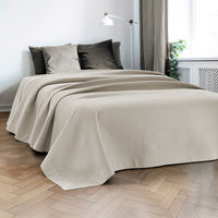 Trapuntino Matrimoniale Elegante Copriletto Con Balza Applicata Trapuntatura Pinsonic Tinta Unita Due Piazze Coperta Letto Leggera Primavera Estate Trapunta  Panna