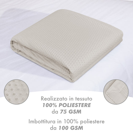 Trapuntino Matrimoniale Elegante Copriletto Con Balza Applicata Trapuntatura Pinsonic Tinta Unita Due Piazze Coperta Letto Leggera Primavera Estate Trapunta  Panna