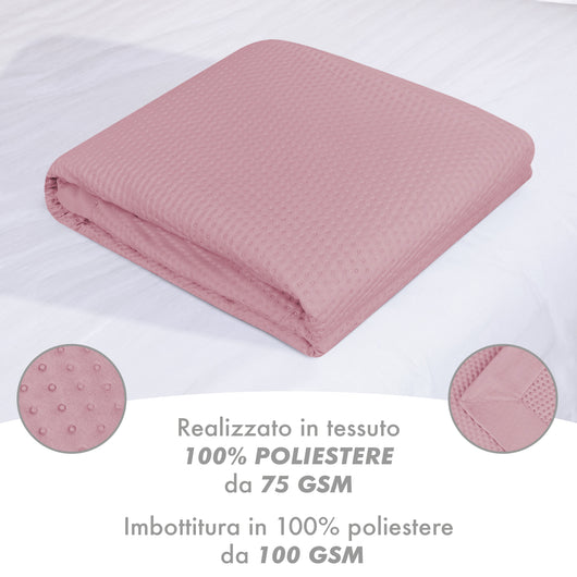 Trapuntino Matrimoniale Elegante Copriletto Con Balza Applicata Trapuntatura Pinsonic Tinta Unita Due Piazze Coperta Letto Leggera Primavera Estate Trapunta  RosaAntico