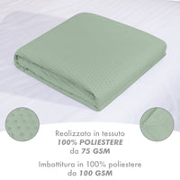 Trapuntino Matrimoniale Elegante Copriletto Con Balza Applicata Trapuntatura Pinsonic Tinta Unita Due Piazze Coperta Letto Leggera Primavera Estate Trapunta  Salvia