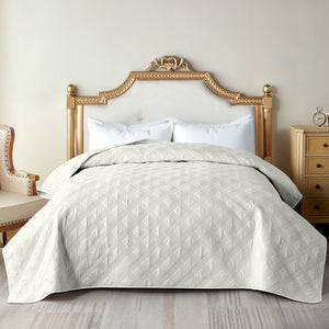 Copriletto Trapuntato Matrimoniale Elegante Trapuntino Microfibra Effetto Raso Due Piazze Coperta Letto Leggera Primavera Estate Trapunta Coperta Leggera  Crema