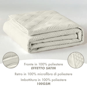 Copriletto Trapuntato Matrimoniale Elegante Trapuntino Microfibra Effetto Raso Due Piazze Coperta Letto Leggera Primavera Estate Trapunta Coperta Leggera  Crema