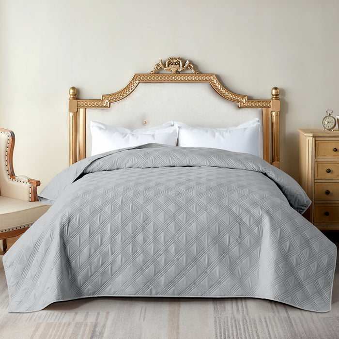 Copriletto Trapuntato Matrimoniale Elegante Trapuntino Microfibra Effetto Raso Due Piazze Coperta Letto Leggera Primavera Estate Trapunta Coperta Leggera  Grigio
