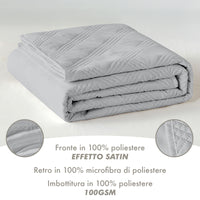 Copriletto Trapuntato Matrimoniale Elegante Trapuntino Microfibra Effetto Raso Due Piazze Coperta Letto Leggera Primavera Estate Trapunta Coperta Leggera  Grigio