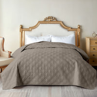 Copriletto Trapuntato Matrimoniale Elegante Trapuntino Microfibra Effetto Raso Due Piazze Coperta Letto Leggera Primavera Estate Trapunta Coperta Leggera  Tortora