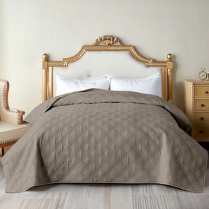 Copriletto Trapuntato Matrimoniale Elegante Trapuntino Microfibra Effetto Raso Due Piazze Coperta Letto Leggera Primavera Estate Trapunta Coperta Leggera  Tortora