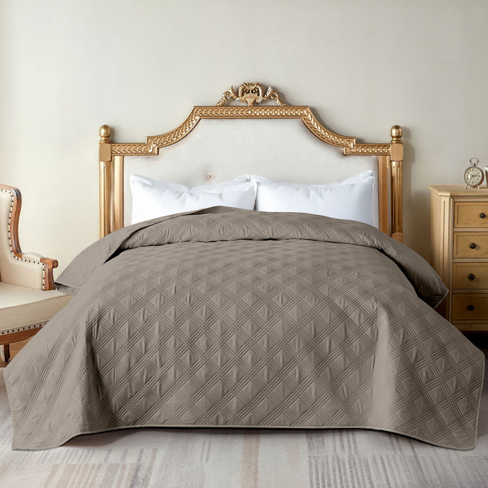 Copriletto Trapuntato Matrimoniale Elegante Trapuntino Microfibra Effetto Raso Due Piazze Coperta Letto Leggera Primavera Estate Trapunta Coperta Leggera  Tortora