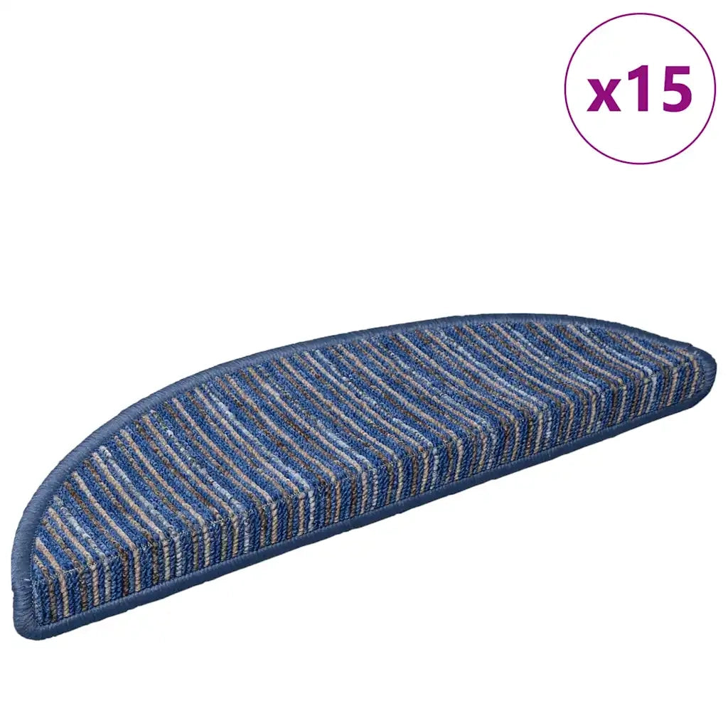Tappetini per scale autoadesivi 15 pz | Gradini per Scale Blu 56 x 17 x 3 cm