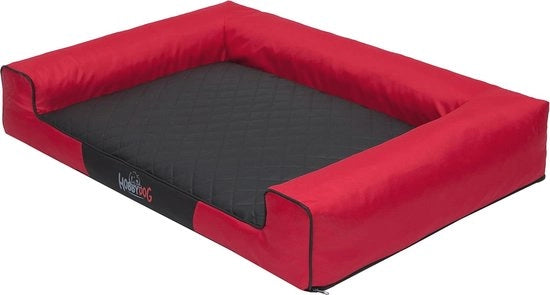 Letto per Cani XXL - Rosso con Cuscino Nero - Cuscino Comodo e Sostenibile per Cani 118 x 78 cm