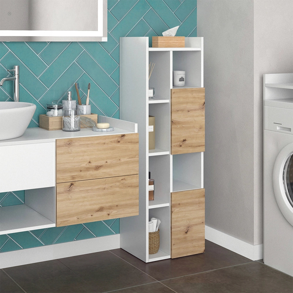 Vicco Mobiletto da bagno Bianco 36 x 117 cm con 2 cassetti