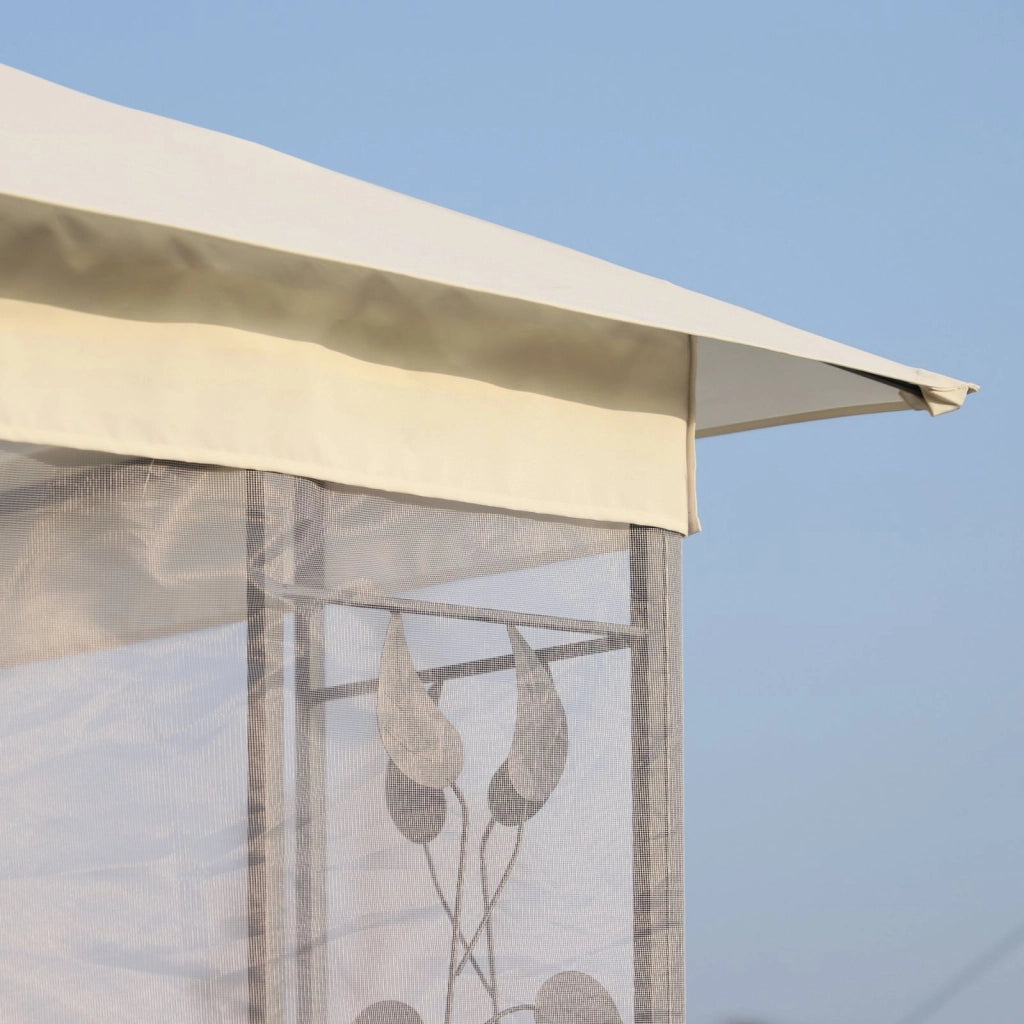 EasyComfort Gazebo da Giardino 3x3m con Zanzariera, Telaio in Acciaio e Doppio Tettuccio, Bianco