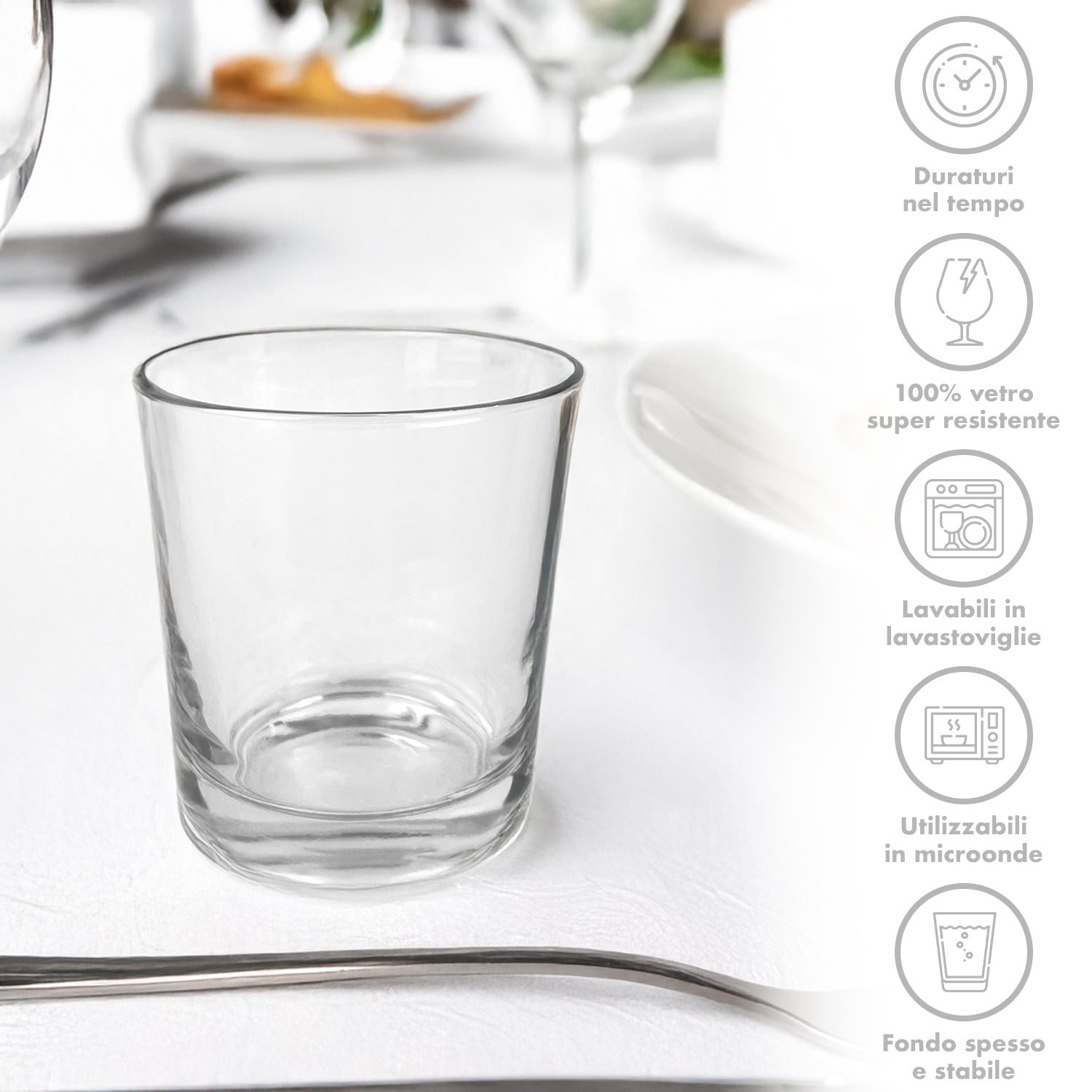 Set 6 Bicchieri Acqua Bibite Bevande 29 Cl In Vetro Resistente Lavorato Bicchiere Design Moderno Cucina Certificati Contatto Alimentare Lavastoviglie Microonde Bar Ristorante Modello 1