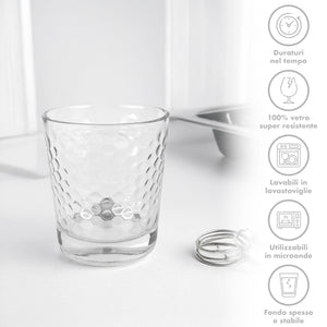 Set 6 Bicchieri Acqua Bibite Bevande 29 Cl In Vetro Resistente Lavorato Bicchiere Design Moderno Cucina Certificati Contatto Alimentare Lavastoviglie Microonde Bar Ristorante Modello 4