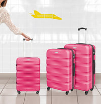 Set Di 3 Valigie Rigide ABS Valigia Da Viaggio Con Chiusura Lucchetto Combinazione Grande Media Piccola Forti Resistenti Manico Telescopico Trolley Borsa Vacanze Set Viaggio Treno Aereo Auto Fuxia