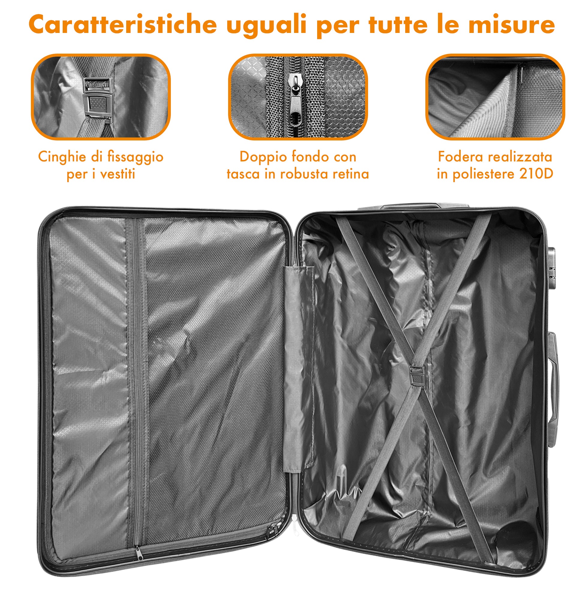 Set Di 3 Valigie Rigide ABS Valigia Da Viaggio Con Chiusura Lucchetto Combinazione Grande Media Piccola Forti Resistenti Manico Telescopico Trolley Borsa Vacanze Set Viaggio Treno Aereo Auto Fuxia